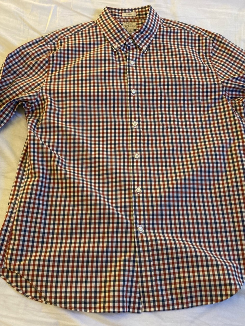J. Crew Men's Red, Blue & White Checked Button-Down Shirt